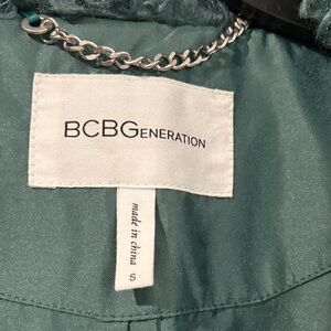 BCBGeneration Teal shaggy teddy bear jacket